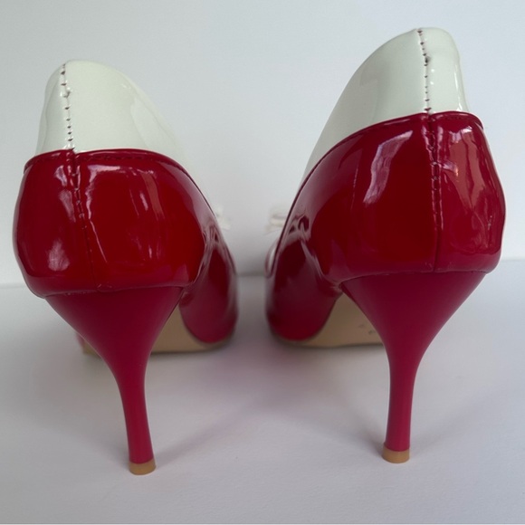 Women Classic Pumps Bowtie Patent Leather Closed Pointed Toe High Heel Shoes 10 - Picture 4 of 7